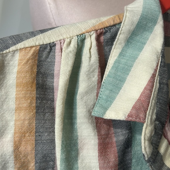 Madewell short sleeves button down top blouse rainbow stripe size M - Picture 5 of 13